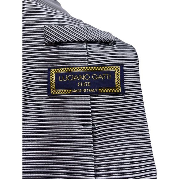 Luciano Gatti Elite 100% Silk Tie Made in Italy Textured Steel Gray Black Stripe - Picture 6 of 9